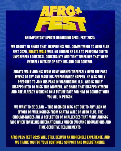 Shatta Wale pulls out from Afroplus Fest Performances